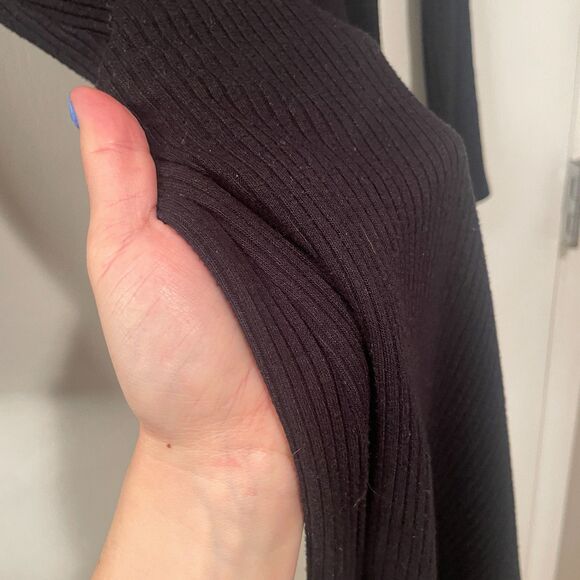 Simon Miller Ribbed Cut Out Round Neck Long Sleeve Midi Dress Black Small - Picture 6 of 9